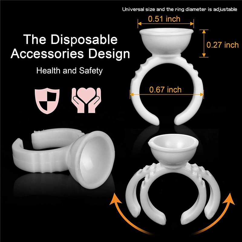 Image secondaire de WZYTEU 300 pcs Bague Colle,Jetable 13 mm Bagues Colle,pour Extensions de Cils Tatouage Maquillage Sourcils Pigment Ink et Nail A