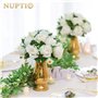 NUPTIO 10 Pièces Fleurs Artificielles, 15 Têtes de Roses Plastique avec Base, Convient au Centre de la Table Mariage Notre Magas