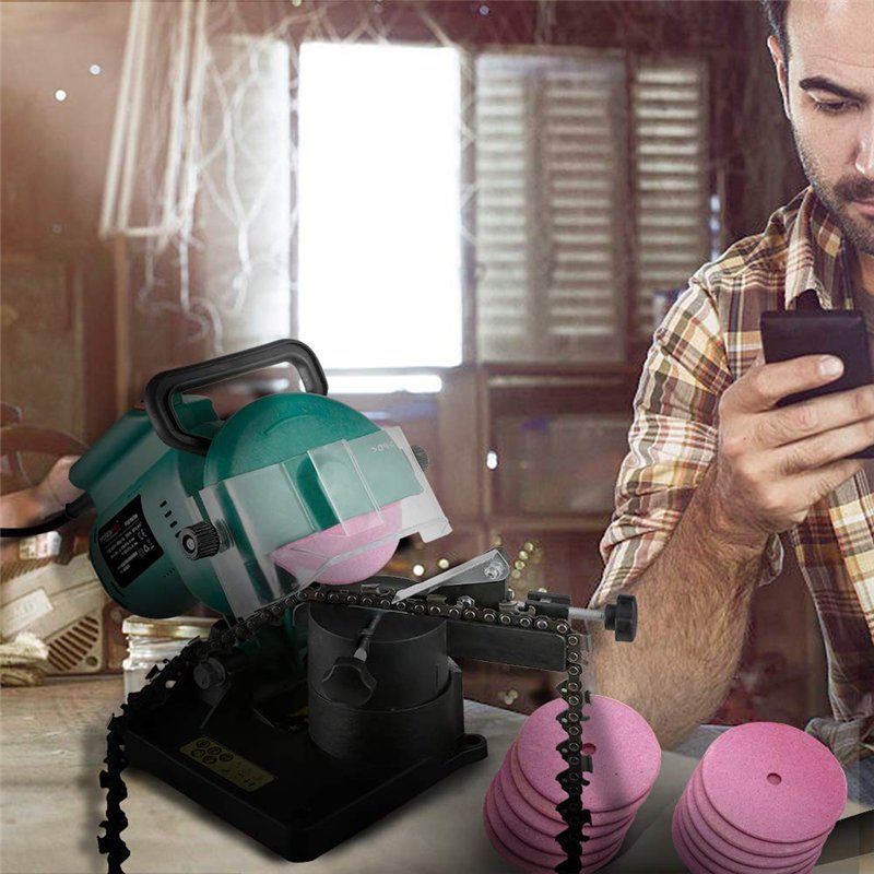 Image secondaire de POSENPRO Affûteuse de chaîne de tronçonneuse électrique 220 W, 8500 tr/min, réglage de l'angle d'affûtage avec échelle, affûteur