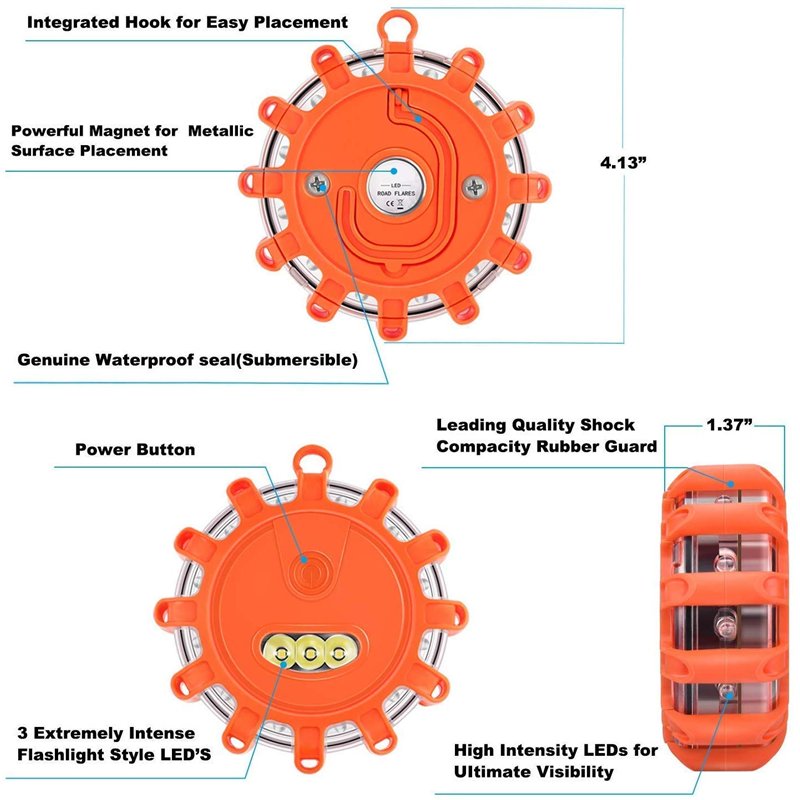Image secondaire de Tobfit Éclairage routier LED Gyrophare Balise De Signalisation lumineuse LED Lampe d'Avertissement Clignotant Eclairage d'urgence