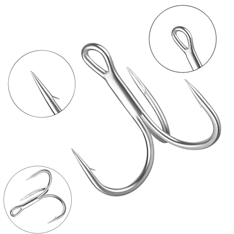 Image secondaire de Hameçon Triple pour Leurre 2#,4#, 6#, 8#, 10# 50 Pièces taille Crochet Pêche Haute Teneur Carbone Ensemble Hameçons Pêche Acier C