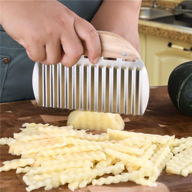 Image secondaire de Rpanle Couteau de Tranches de Pomme de Terre, Couteau Lame Ondulée, Trancheuse de Frites Vague, Patate Lame OnduléE Coupe en Acier Inoxydable