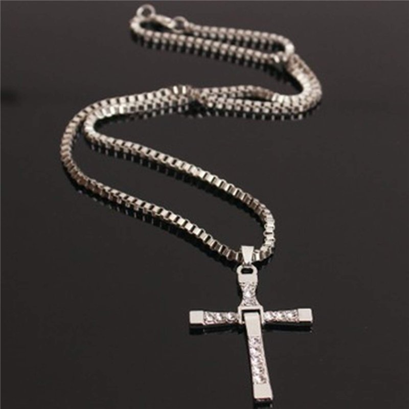 Image secondaire de XHBTS Dominic Toretto's Cross Collier avec pendentif en argent pour homme avec boîte, Métal, Métal