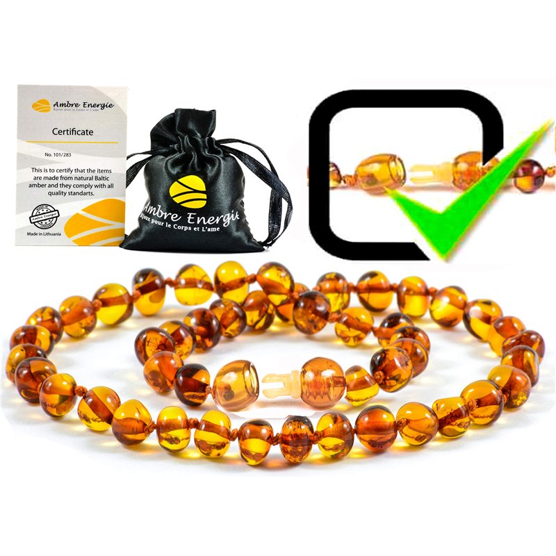 Collier Ambre (Unisex) - véritable Ambre Baltique 33cm.