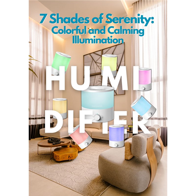 Image secondaire de Megawise Humidificateur à brume froide pour chambre à coucher, de bébé, bureau et plantes - Diffuseur d'huiles essentielles 1,5 L 