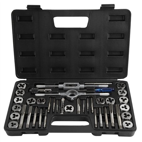 Coffret Tarauds et Filières 40 Pièces M3 - M12 Jeu de Tarauds Kit Tarauds à Goujure Filières de Filetage Extracteurs de Vis Kit