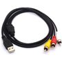 Câble USB vers 3 RCA, USB mâle vers 3 RCA mâles, câble répartiteur Caméscope Audio Vidéo AV Composite Extension Code pour Mac PC