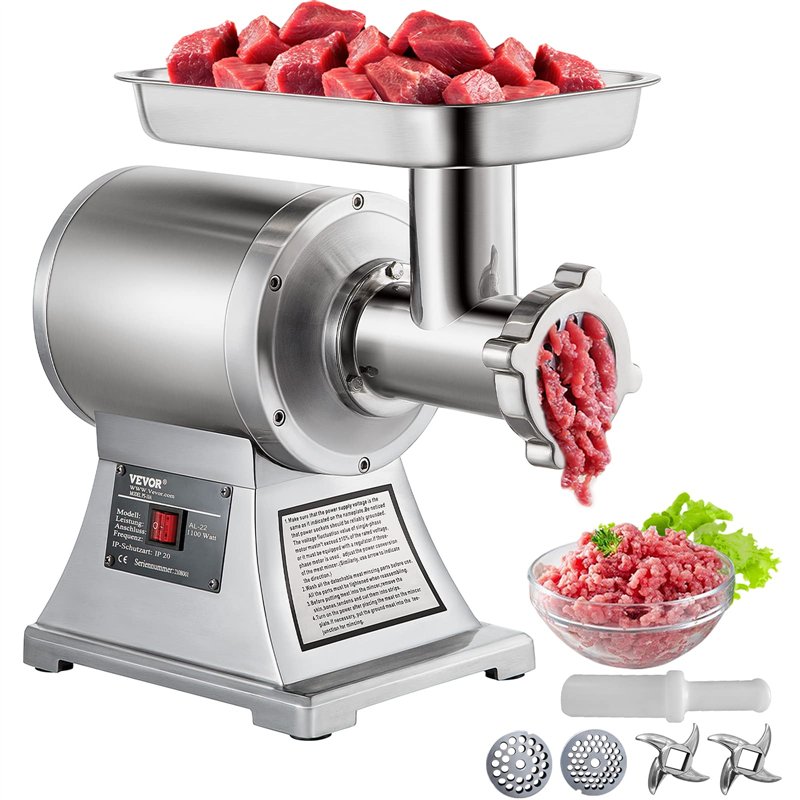 SucceBuy 220V Hachoir à Viande Electrique Inox Hachoir Professionnel Parfait Pour Jambon Saucisse Spécialisé De Cuisine (90800)
