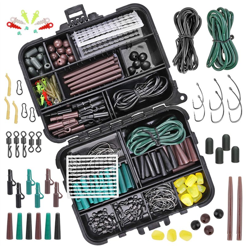 282pcs Leurres de Pêche Kit, Portable D'appâts de Pêche à la Carpe Tackle , Perles de Pêche,Longe, Grains de Maïs, Tubes en Caou