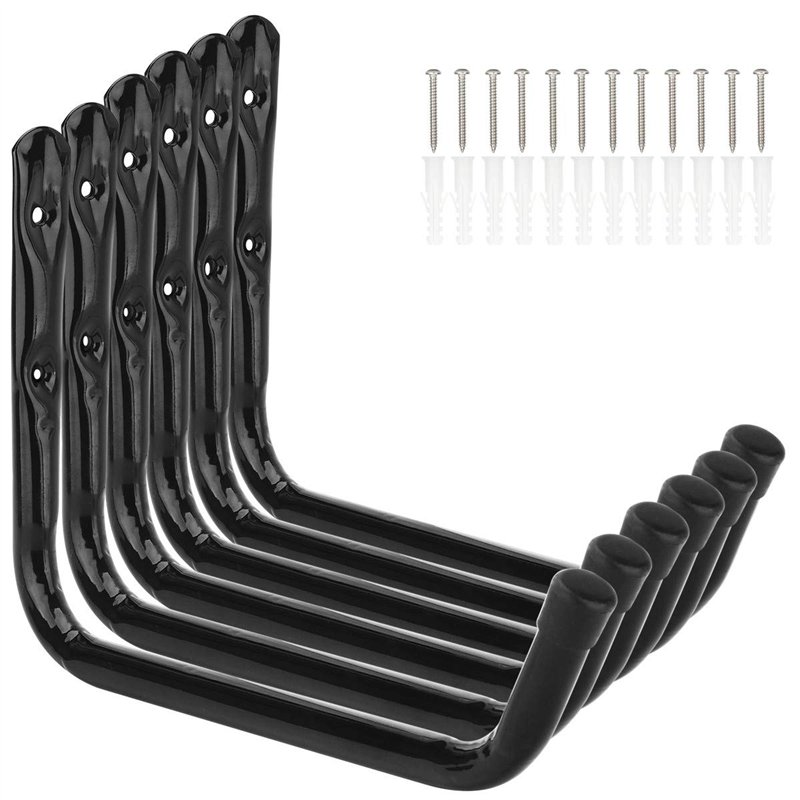 pipabiba 6 Crochets de Rangement Pour échelle de Garage, Bras de 28 cm Cintres Utilitaires Muraux Robustes, Capacité de 25 kg