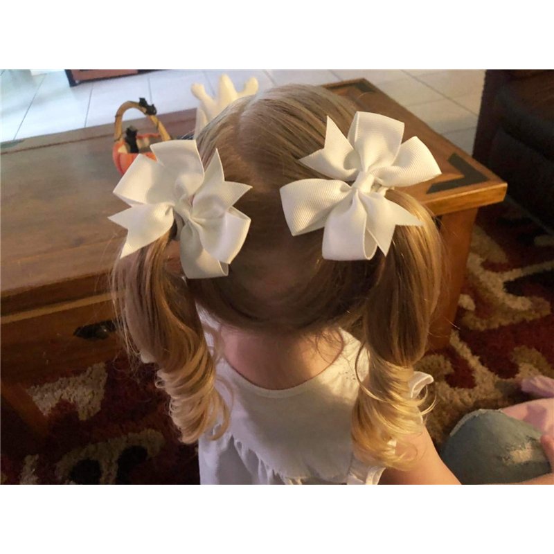 Image secondaire de JOYOYO 40 pièces élastiques cheveux filles avec noeuds en ruban taille moyenne 9 cm, noeud cheveux fille chouchou cheveux fille