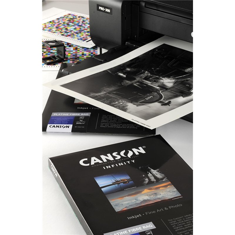 Image secondaire de CANSON Infinity - Platine Fibre Rag - Pochette 10 feuilles de papier photo baryté A4 brillant - 310g/m² - Blanc Pur