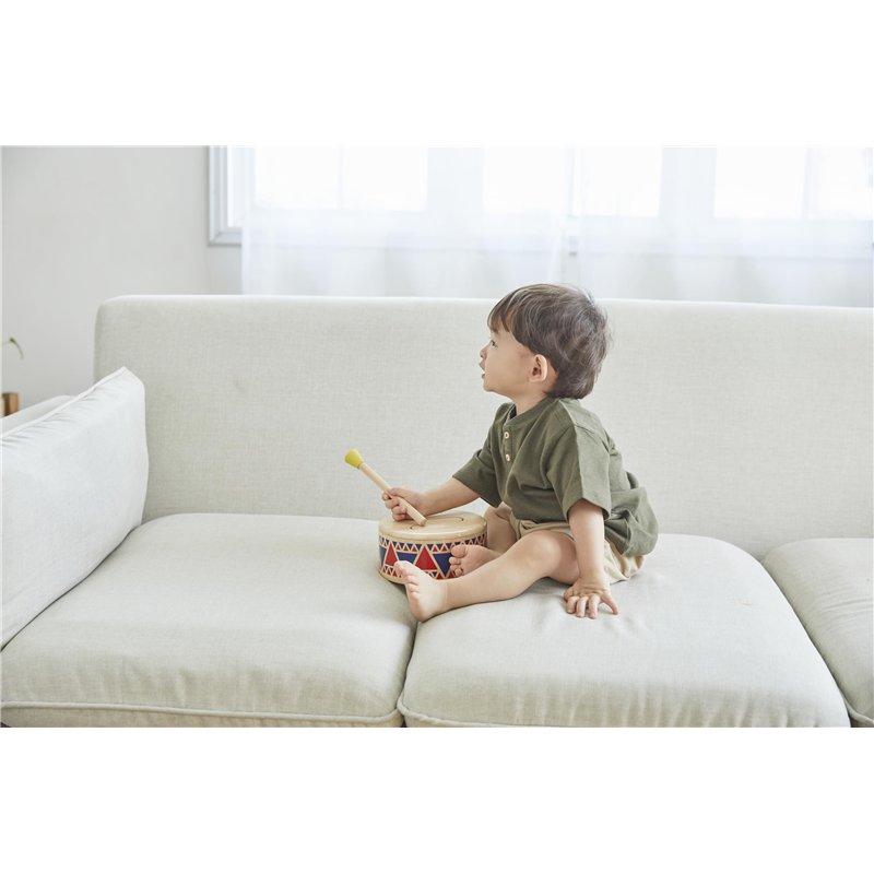 Image secondaire de PlanToys Tambour pour Enfants - Jouet Musical en Bois dès 1 An - Batterie Enfant avec Maillet à Tête en Caoutchouc - Instrument