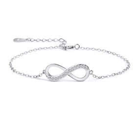 Bracelet Bijoux en Argent Sterling zircone cubique 925 pour Femmes, Infinity Symbol Love Cadeau pour l'anniversaire de Noël Sain Bracelet Bijoux en Argent Sterling zircone cubique 925 pour Femmes