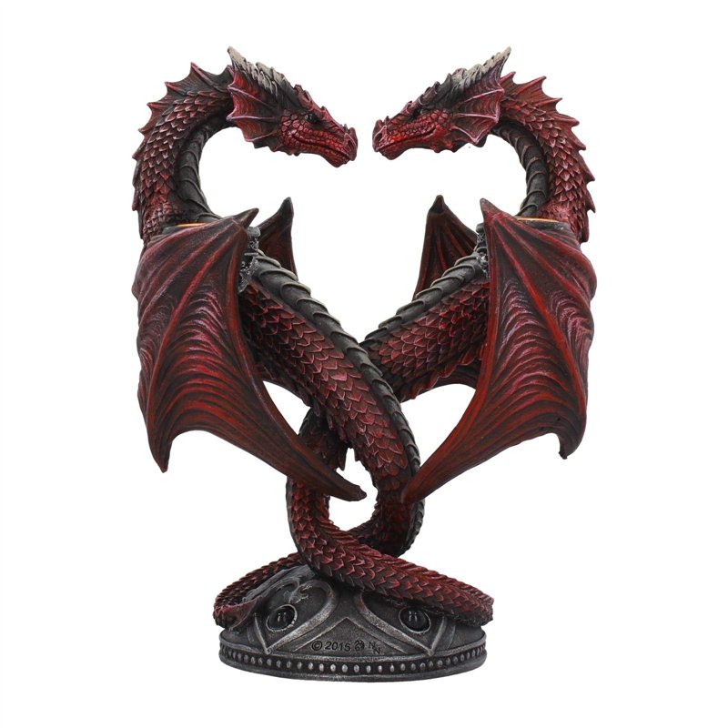 Nemesis Now Bougeoir en Forme de cœur de Dragon Anne Stokes - 23 cm - en résine - Taille Unique