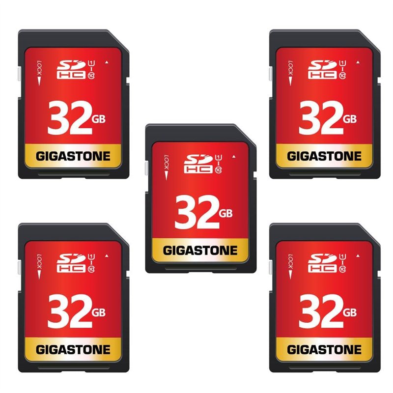 GIGASTONE 32Go SDHC Carte Mémoire, Lot de 5 Cartes, Prime Série, Vitesse jusqu'à 80 Mo/s. pour Photos, vidéos, Musique, fichiers