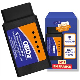 OBD2 Bluetooth + Support Francais 7/7J - Diagnostic des Codes Moteur en 3 Min ! Valise de Diagnostic Compatible avec la majorité