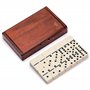 Yellow Mountain Imports 28 Tiles Double 6 Dominoes (Pips/Dots) Game Set - Jumbo Tournament Size Dominos with Dark Oak Wood Case