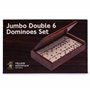 Yellow Mountain Imports 28 Tiles Double 6 Dominoes (Pips/Dots) Game Set - Jumbo Tournament Size Dominos with Dark Oak Wood Case