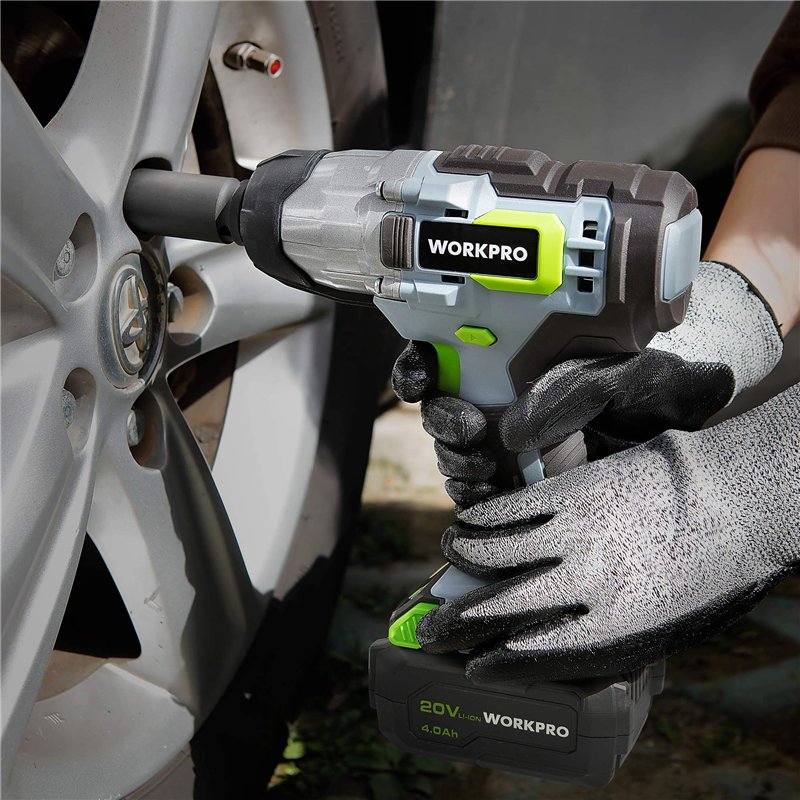 Image secondaire de WORKPRO Clé à Choc sans Fil 20V, Boulonneuse à Choc Electrique (300Nm / Vitesse Variable), avec Batterie 4,0Ah et Chargeur, y Co