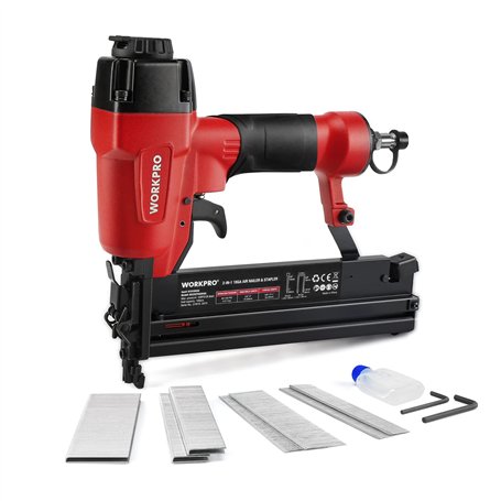 WORKPRO Agrafeuse Pneumatique Multifonctionnelle 2 en 1
