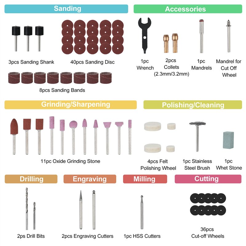 Image secondaire de WORKPRO Outil Rotatif Multifonction sans Fil 12V avec 114 Accessoires, 5 Réglages de Vitesse Variable 7500-32000 tr/min, pour Me