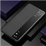 KANSi Coque Compatible pour Huawei P20, Smart View Flip Faux Cuir Coque + Protection Ecran - Noir