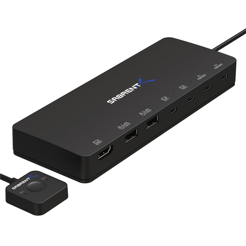 SABRENT Commutateur KVM Entrées USB C 2 ports, sorties USB-C 2 ports avec 60W PD Chargeur | 2 ports USB | HDMI 4K@60Hz pour desk