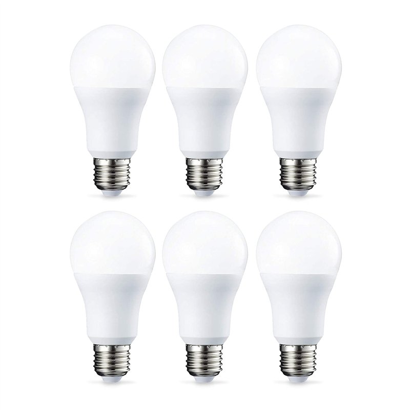 Amazon Basics Lot de 6 ampoules LED Culot Edison à vis E27 10 W (equivalent 75 W) Blanc chaud Intensité non variable