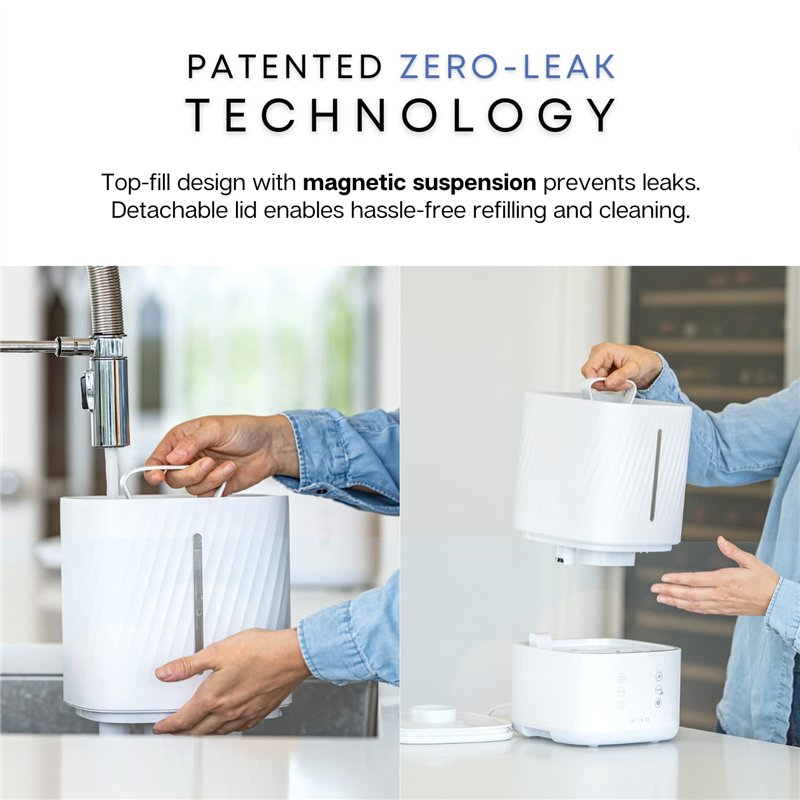 Image secondaire de MIKO Humidificateur avec brume fraîche et chaude, humidificateurs à ultrasons pour grande pièce – Filtre à eau, mode automatique