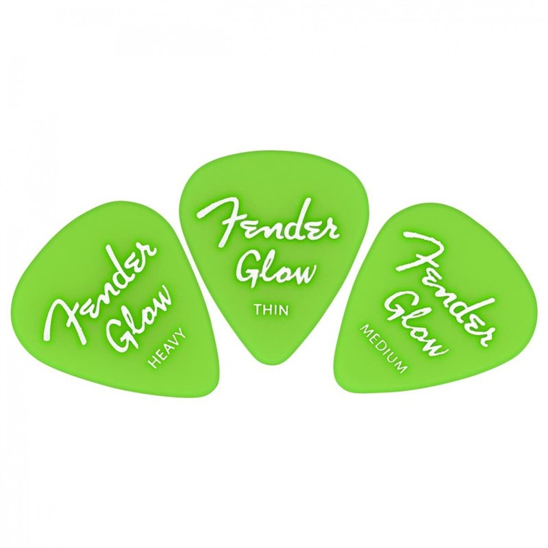 Fender® »GLOW IN THE DARK - 351 PICK MIX« Médiators pour guitare - 12 Pièces/Mix - Thin/Medium/Heavy