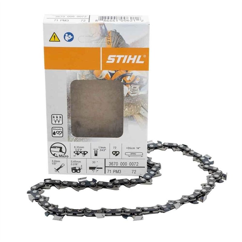 Stihl 36700000072 Chaîne de tronçonneuse 1/4 pouce; 1,1 mm, 72 maillons pour lame 35 cm MSA 160, MS 192 T