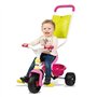 Smoby - Tricycle Be Fun Confort Rose - Vélo Enfant Dès 10 Mois - Evolutif - Canne Parentale avec Sacoche - Arceau de Sécurité -