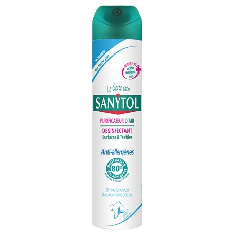 Sanytol - Désinfectant Purificateur d'Air Surface et Textile Anti Allergènes - Grand Air - 300 ml - Lot de 3 - Bactéricide