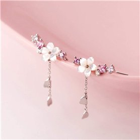 Couleur Argent Mode Fleur Fleurs de Cerisier Conception Dame Femmes Boucles d'oreilles Goutte Bijoux Cadeau Couleur Argent Mode Fleur Fleurs de Cerisier Conception Dame Femmes Boucles d'oreilles Goutte Bijoux Cadeau