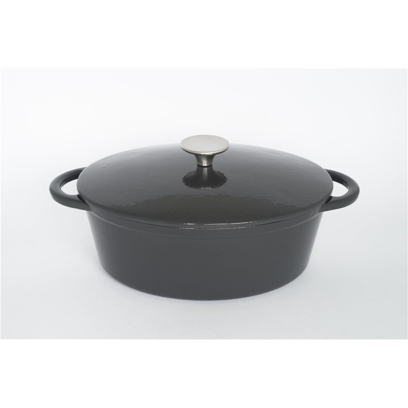 Image secondaire de Baumalu, Cocotte Ovale Fonte 27 cm, Modèle Cocoon, Gris Brillant Majolique, Ustensile de Cuisine Durable, Compatible Induction, 