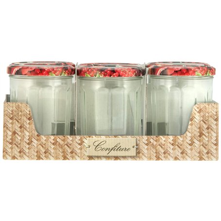 BSCA 519553 Set de 6 Confituriers/Couvercle Décore Verre 385 ml