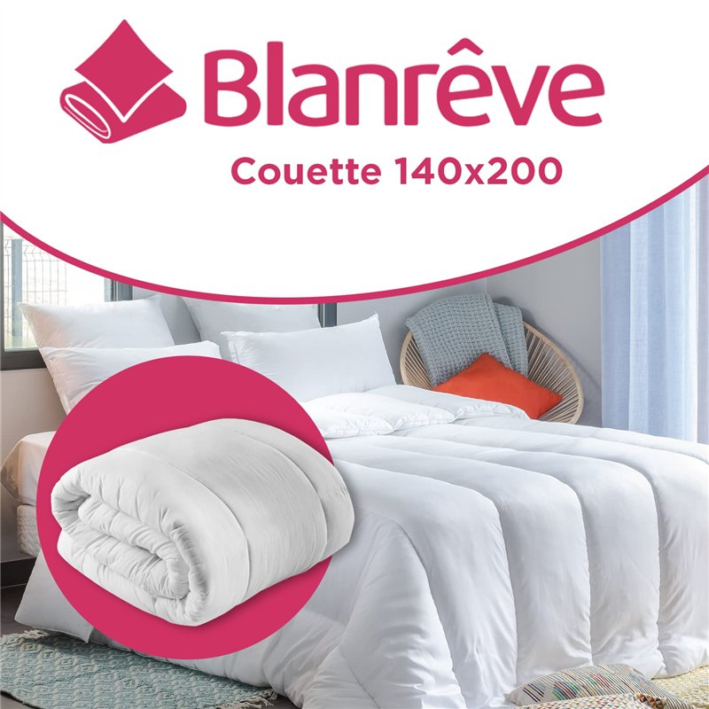 Image secondaire de Blanrêve - Couette confort - Tempérée - Pour lit de 1 personne - Fibres Synthétiques Douces - Entretien Facile - Blanc - 140x200