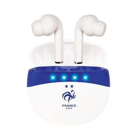 Konix FFF Écouteurs sans Fil pour Smartphones et tablettes - Autonomie 5 h - Connexion Bluetooth 5.0 - Blanc et Bleu