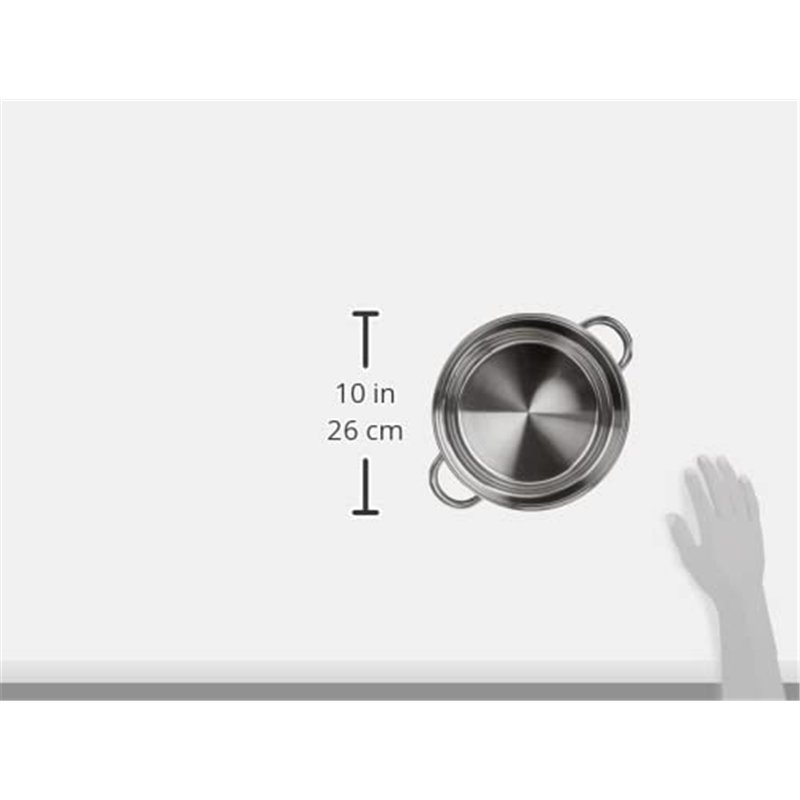 Image secondaire de Crealys 504626, Cuit-pâtes Olympe 8 litres Inox, diam. 24 cm - couvercle en verre et panier à pâtes / légumes - tous feux dont i