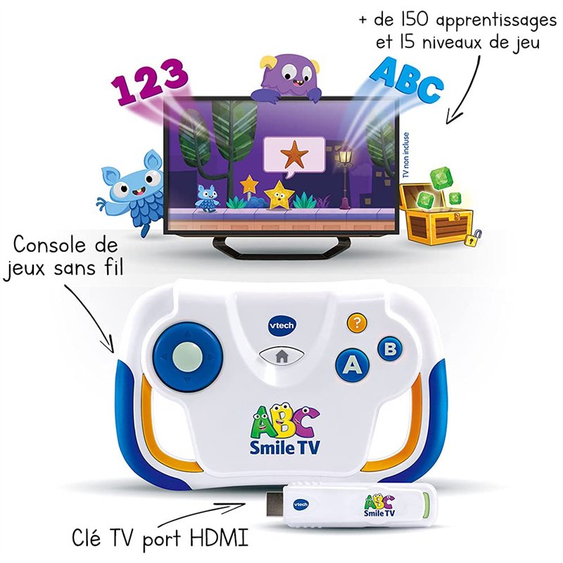 Image secondaire de VTech - ABC Smile TV, Ma Première Console TV Éducative, Console de Jeux et d'Apprentissages avec Manette sans Fil, Clé HDMI Plug