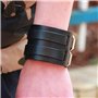 ZENSE - Bracelet de force noir en cuir pour homme avec double lanières ZB0265