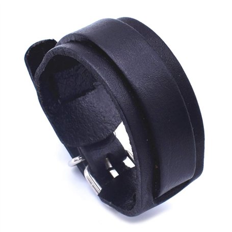 ZENSE - Bracelet de force pour homme en cuir ajustable noir ZB0336