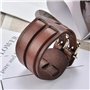 ZENSE - Bracelet de force marron en cuir pour homme avec double lanière ZB0345