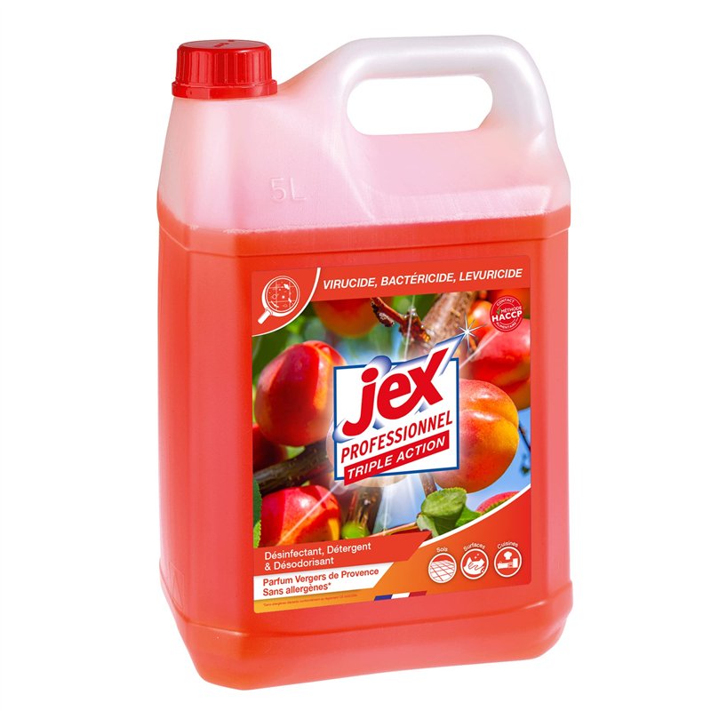 JEX Professionnel - Triple action - Nettoie, parfume et désinfecte - Multi usages - Contact alimentaire - Sans allergènes - Parf