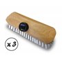 Balai brosse lave-pont 22 cm en PPL blanc | Lot de 3 | Monture bois | Pour laver, récurer les ponts, les carrelages et les sols 