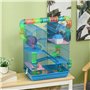 PawHut Cage pour Hamster Souris Petit Animaux Rongeur avec Tunnel Mangeoire Roue Jouet 47 x 30 x 59 cm Bleu