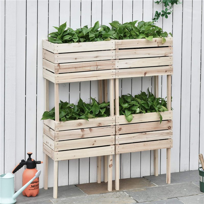 Image secondaire de Outsunny Jardinières sur Pieds carrés potagers - Lot de 4 jardinières sur Pied modulables - dim. 50L x 30l x 60H cm - Inserts d'
