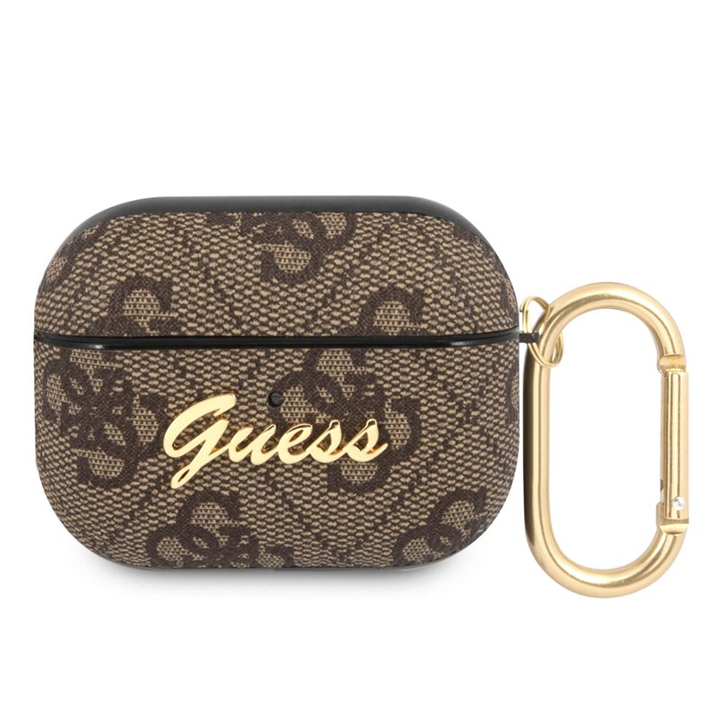 Guess GUAP4GSMW Housse pour AirPods Pro 4G Script Metal Collection Marron Brun