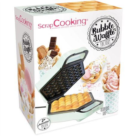ScrapCooking - Bubble Waffle Factory - Machine à Gaufres Bulles de Hong Kong - Gaufrier Électrique pour Egg Waffles Boules Pâtis